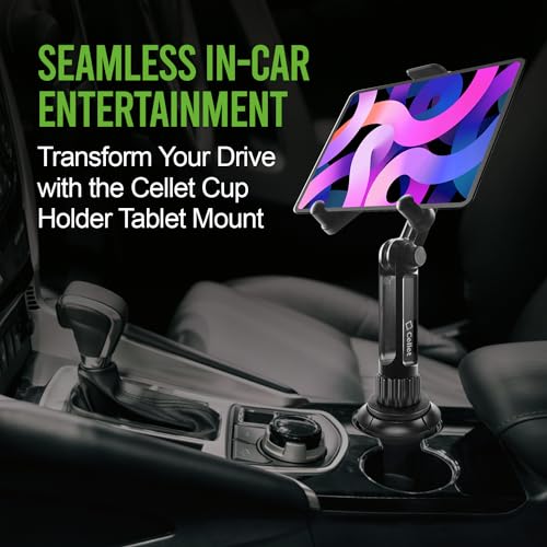 Cellet Cup Holder Tablet Mount, Car Cradle Holder Compatible for All iPad, Pro, Air, Mini Samsung Galaxy Tablet, Amazon Fire Microsoft Surface - Thumbnail 3