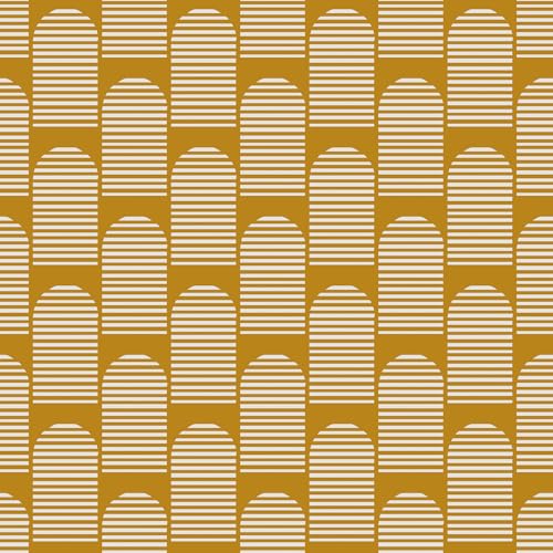HelloWall 17.5x317 Mustard Yellow MCM Wallpaper Peel and Stick Geometric 1970S Retro Arch Wallpaper for Bedroom Accent Wall Self Adhesive Wall Paper Art Deco Arch Contact Paper for Cabinets Removable