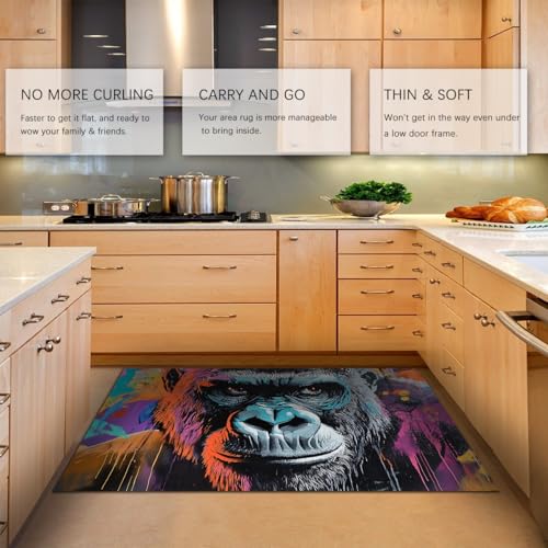 Carpette gorille 200x300cm lavable et tapis de lit doux graffiti