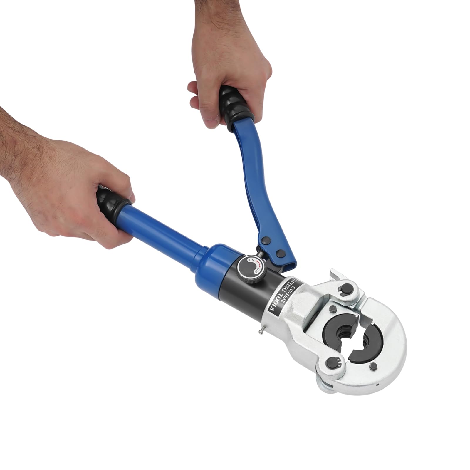 Szczypce zaciskowe hydrauliczne 80-KN z konturem V, obracana o 180°, głowica zaciskowa ze stali, z walizką, szczypce do rur miedzianych, rury kompozytowej z V12, V14, V15, V16, V18, V22, V28, wkładki