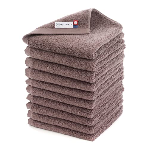 今治タオル ハートウエル 10枚セット もこもこ365 ウォッシュタオル ブラウン