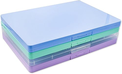 Paquete de 4 cajas de archivos A4 coloridas, cajas de archivos de almacenamiento, contenedores de almacenamiento de papel para álbumes de recortes