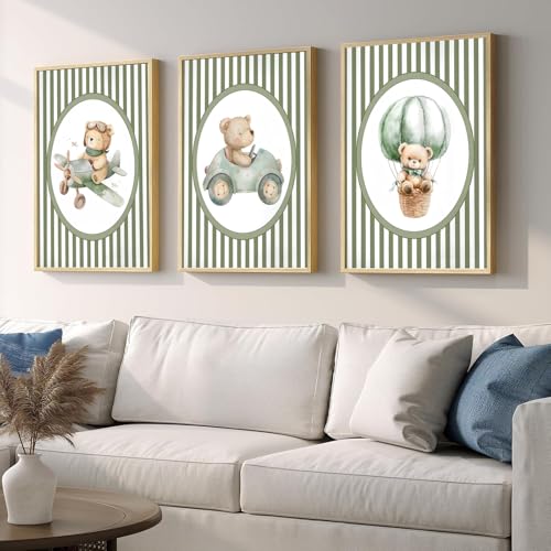 Pormipone Teddy Bear Wall Art Set of 3 Framed 12x16 Inch Nursery Decor Gift by Pormipone - Used condition - Image 5