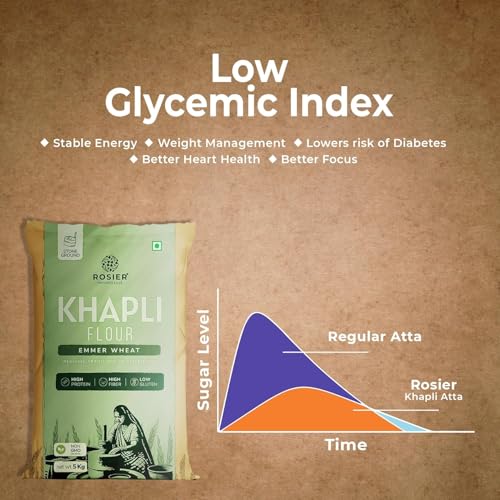 Image of ROSIER khapli atta, Khapli Wheat Flour | (2KG (Pack of 2) | High Protein & Fiber | Easy Digestion | Stoneground Emmer Wheat | Low Gluten Ancient Grain | Atta | 100% Natural | (Khapli Wheat Atta)