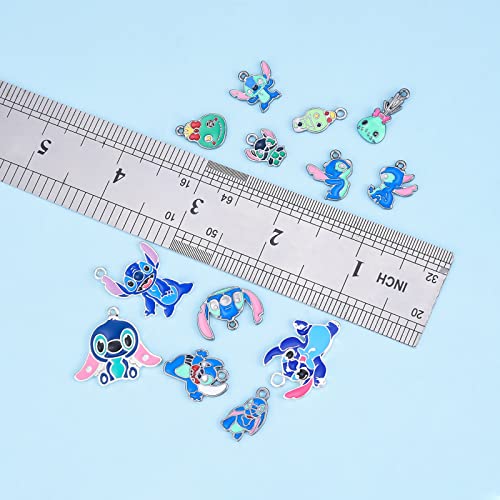 Suu 14Pcs Anime Stitch Charms For Jewelry Making, Enamel Cartoon Stitch Pendant Charm For Bracelets And Necklaces Or Earrings Crafting, Assorted Charm For Women Girls Diy Jewelry #TOP1