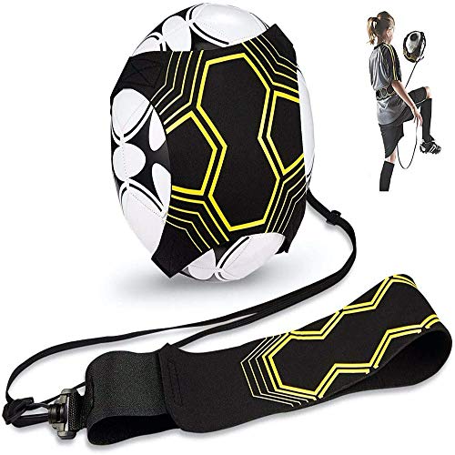 Nv Wang Futbol Trainer,Entrenador de Fútbol Solo Banda Elástica para Entrenamiento de fútbol Soccer Skill Trainer Kit Universal Se Adapta a # 3# 4# 5 Balones de Futbol para Ninos Adultos