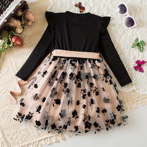 NNJXD Toddler Girl Polka Dotted Multilayer Ruffled Long Sleeve Tutu Party Dresses3