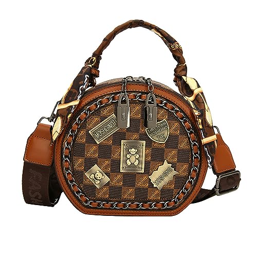 Image of Vintage Women's Bag,Round Crossbody Bag, Shoulder Crossbody Circle Tote Bag, Large Capacity Purse Handbag