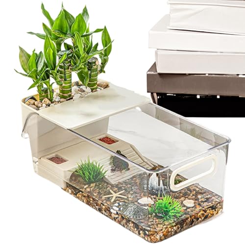 Terrarium für Schildkröten – Terrarium für Reptilien mit Ruhezone | Transparenter Lebensraum...