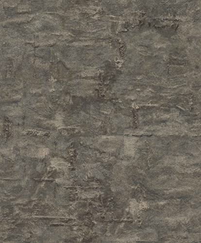 Rasch Factory V Collection 499742 Non-Woven Wallpaper Black Gold Metallic Used Look Concrete Look