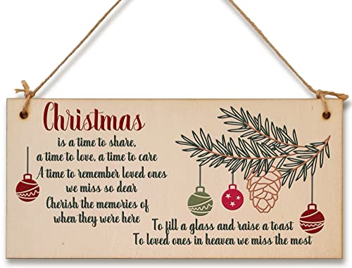 Image of Christmas Time to Share Remember Loved Ones Sympathy Remembrance Decorative Sign Handmade Wooden Hanging Wall Plaque Gift