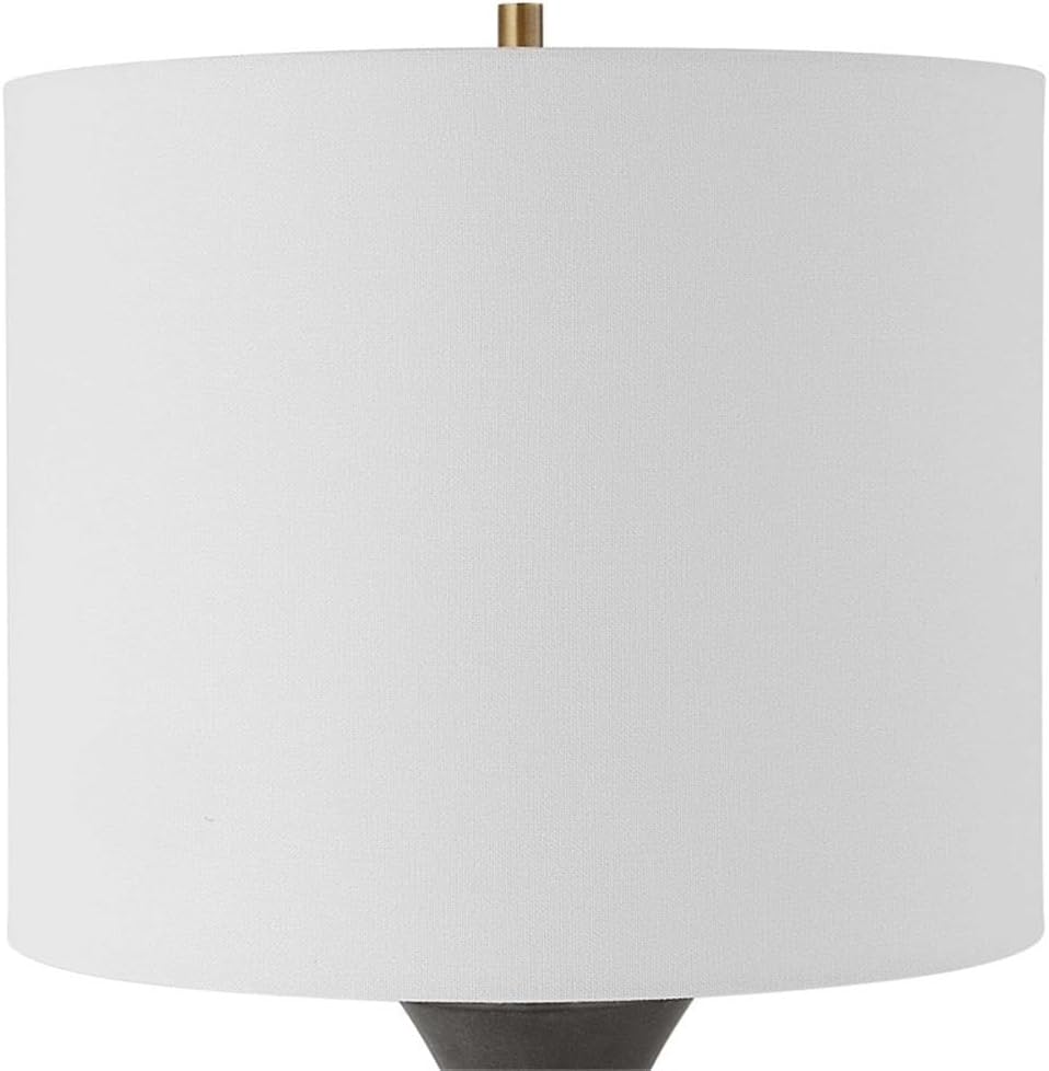 BOWERY HILL Buffet Table Lamp, 34 in Faux Stone, Crystal Base, Fabric Shade, Black and White Finish, 3-Way Socket, Modern Style Lighting for Dining Room or Living Room Decor