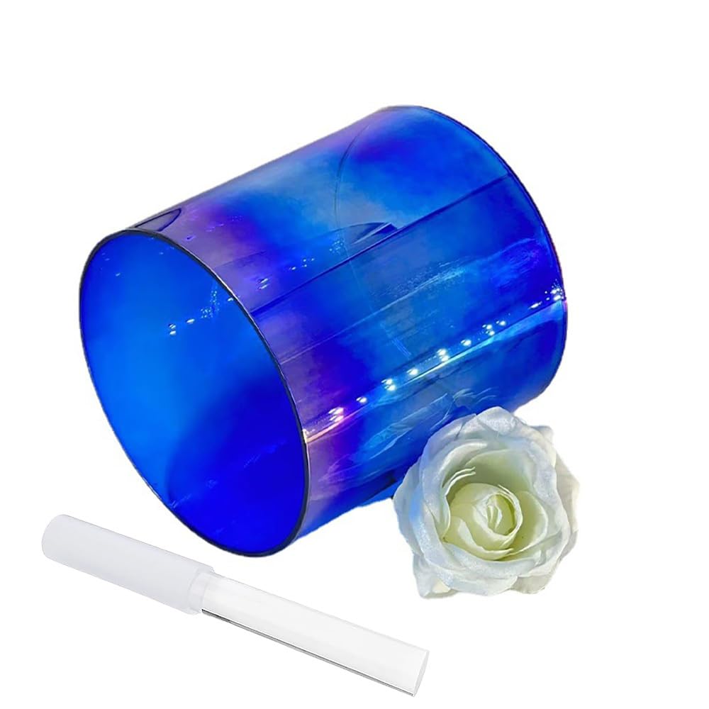 8 Inch Blue Gradient Alchemy Crystal Singing Bowl, Sound Healing Bowl, Chakra Bowl, Gift For Yoga Meditation, With Free Acrylic Striker & O-ring(E Note)