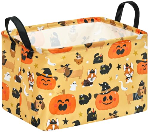 Image of Halloween Pumpkin Ghost Storage Basket, Black Cat Spider Gift Toy Organizer