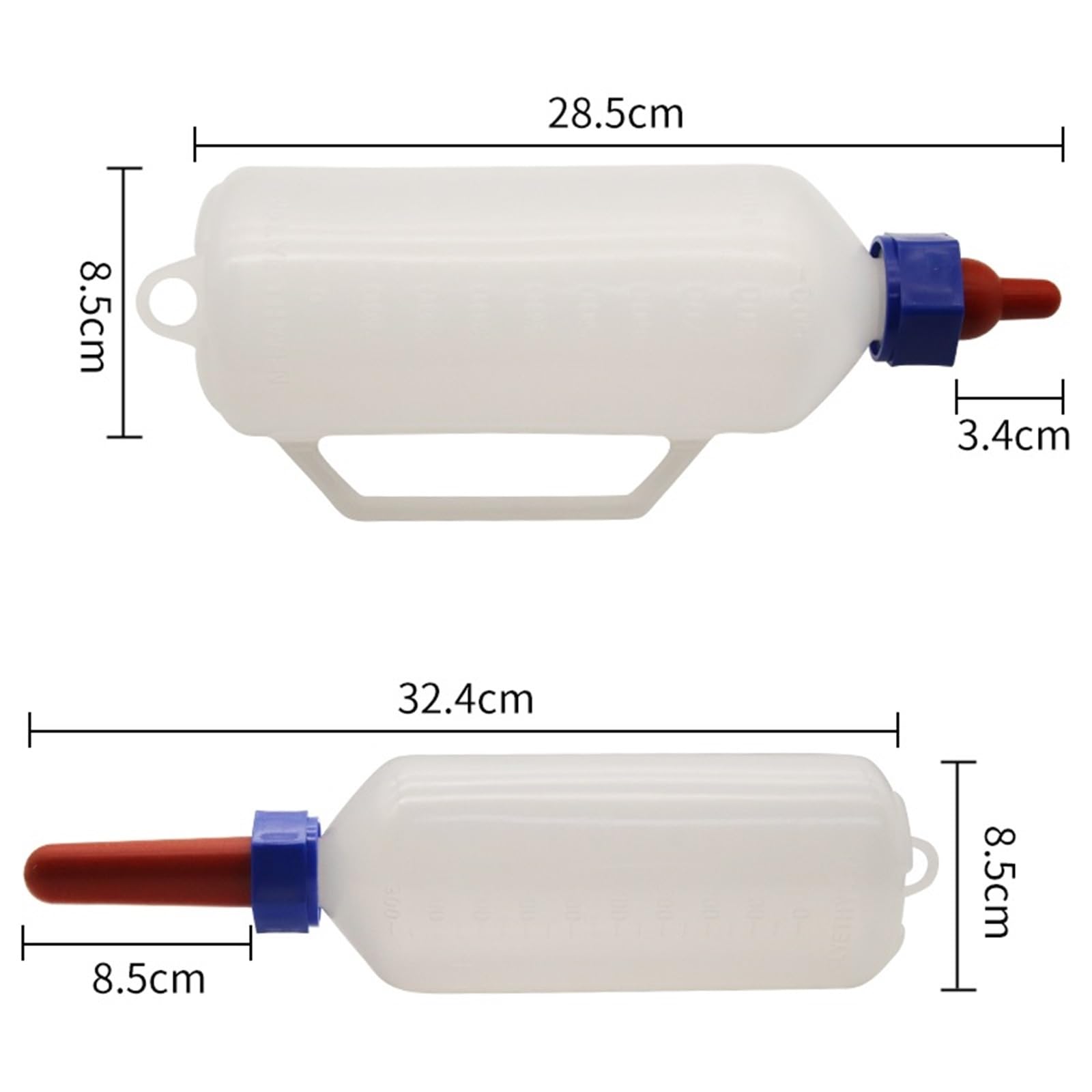 Biberon per agnelli, Biberon for latte d'agnello bianco da 1000 ml for vitello, maialino, capra con capezzolo | 1000ML-Sheep milk bottle