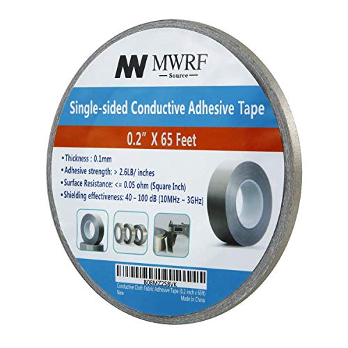 Image of MWRF Source Conductive Cloth Fabric Adhesive Faraday Tape (0.2-inch x 65ft); EMI Grounding; RFID Signal Attenuation; Radio Frequency Signal Attenuation; Guitar Interference Shielding