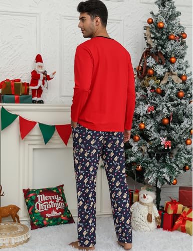 EISHOPEER Men's Pajama Set Cute Printed Long Sleeve Top and Long Pants Soft Sleepwear Pjs Sets S-XXL4