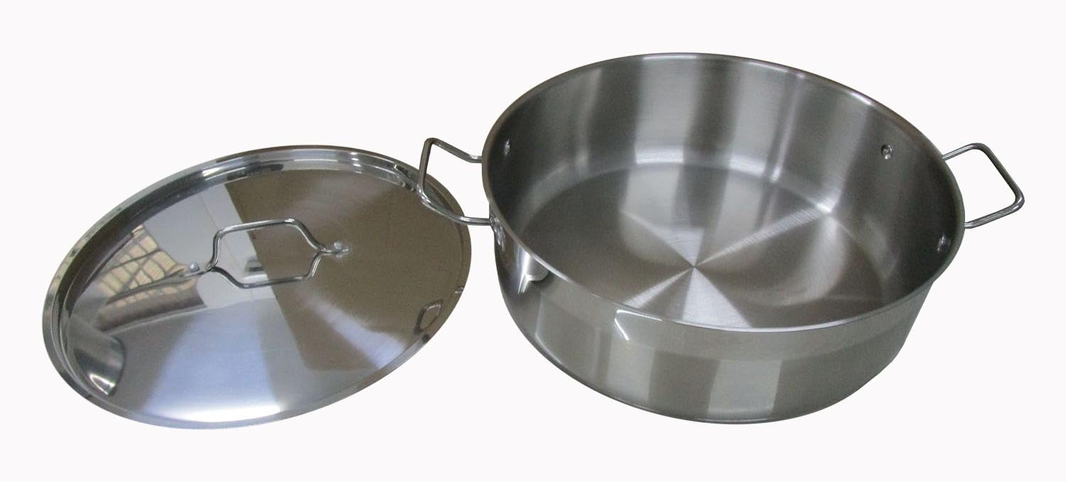 BAUMALU, Mijoteuse avec couvercle, en inox de qualité professionnelle, finition brossée, poignées rivetées robustes, cuisson homogène et sans accroche, 36 cm