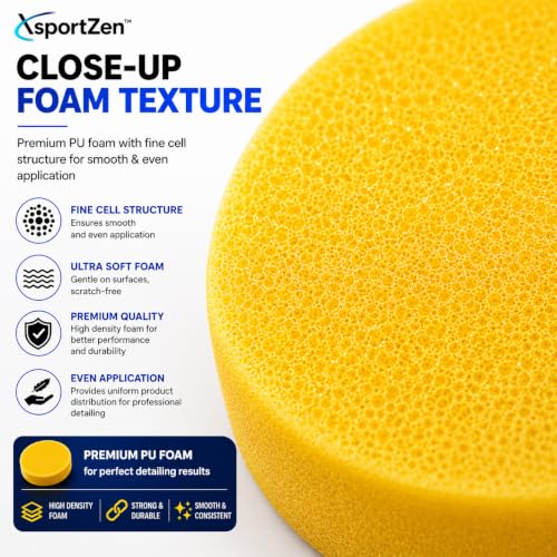 Image of Foam Applicator Pads for Car & Bike - Soft Microfiber Wax Polish Sponge, Scratch-Free Detailing Pad for Car Interior & Exterior, Tyre Dressing, Dashboard Polish (6, Yellow)
