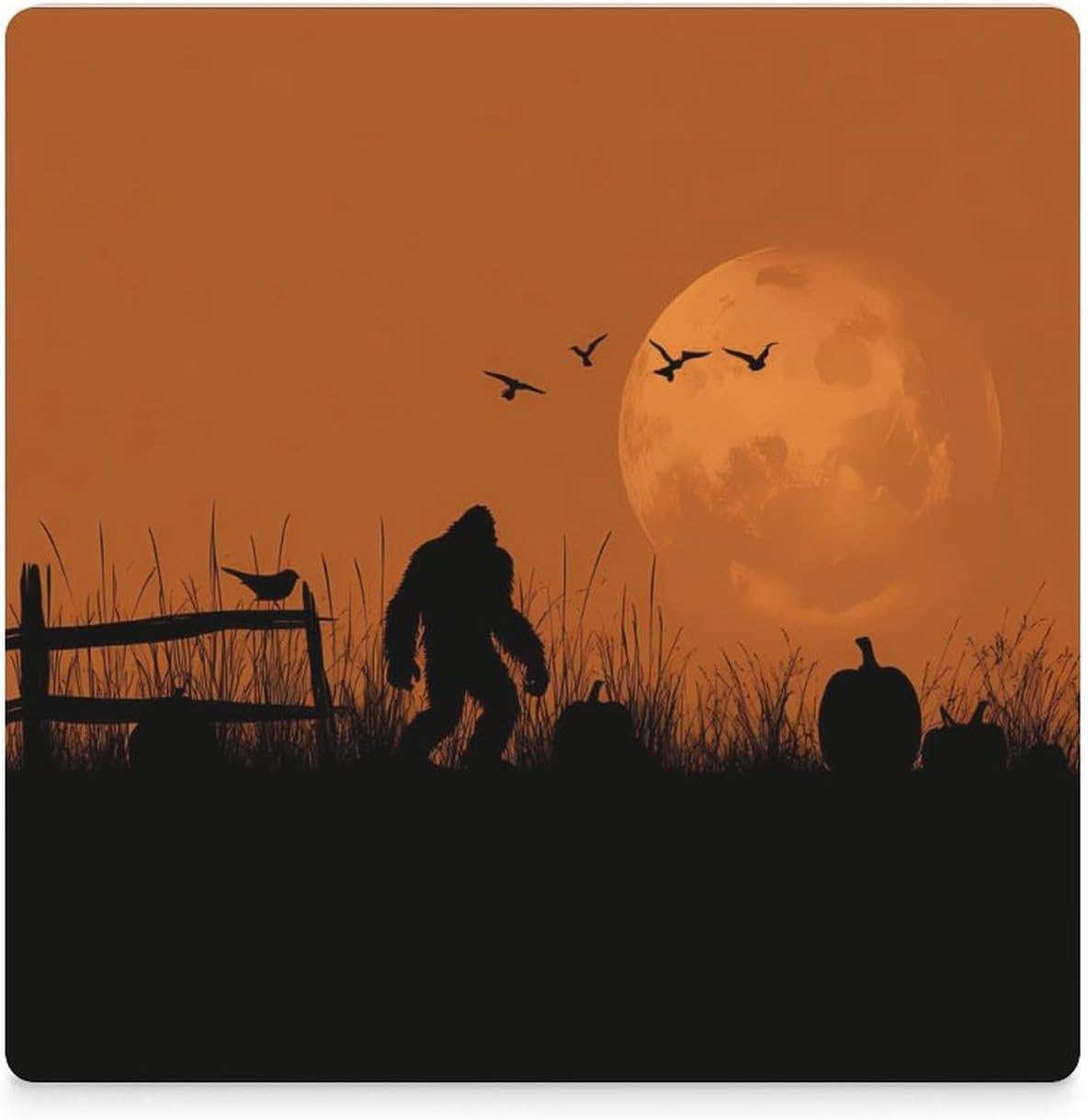 Pumpkins Bigfoot Coaster for Drinks Square Ceramic Table Coasters Stone Mat Crafts 4PCS Home Kitchen Decor