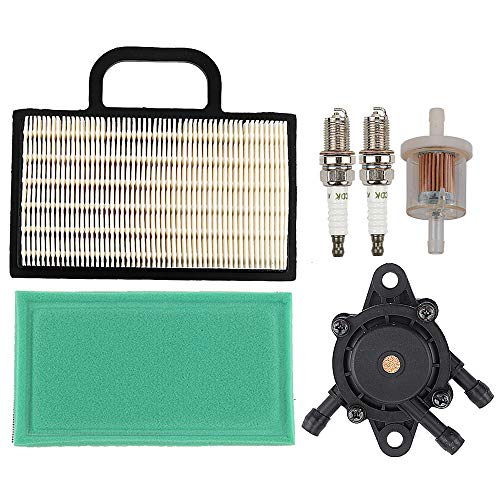 Powtol 499486 499486S 698754 Air Filter + 808656 Fuel Pump + 691035 Fuel Filter + 491055S Spark Plug for Briggs & Stratton Intek Extended Life Series V-Twin 18-26 HP Engines Parts