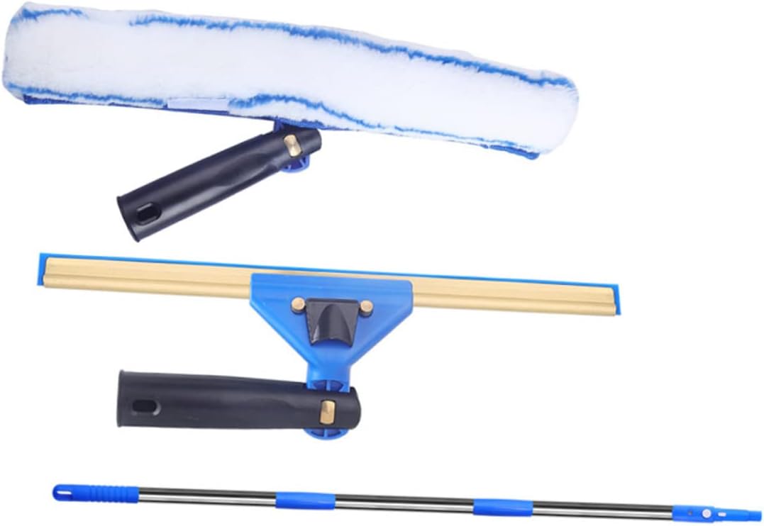 1Set Microfiber Window Cleaning Kit with Extendable Pole Squeegee for Car Shower and Home Use Lightweight Non Slip Grip Durable Design for Effortless Cleaning