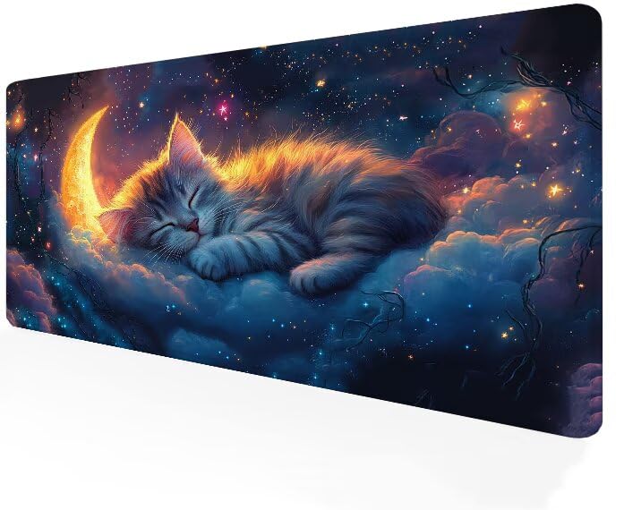 Tapis de souris gamer aux bords cousus durables et friction modérée Chat G1-516