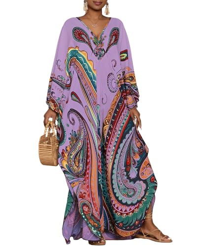 Image of Bsubseach Moo Moos for Women Batwing Sleeve Kaftan Dresses with Pockets