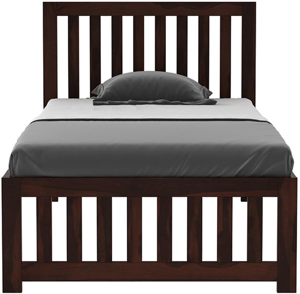Image of AADITYA WOODS Solid Sheesham Wood Single Bed Cot Without Storage | Single Size Bed for Bedroom | Multipurpose Use Bed- Walnut9