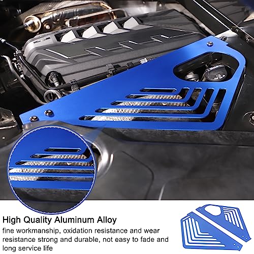 Image of Daeiclru Engine Bay Panel Cover Compatible with Chevrolet Corvette C8 2020-2023, Aluminium Engine Protector Splash Shield, Left Right Engine Case Guards (Blue)