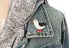 Seagull pin badge clutch pin resin white silver grey bird with glass eye supplied in a Feral Spirit gift box #2