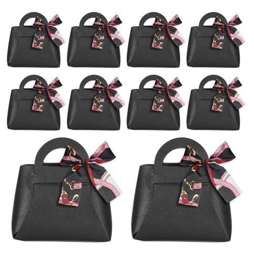 Boîtes cadeaux en cuir synthétique noir uxcell avec poignées pour fêtes et mariages