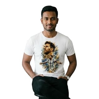 Chitpatang Lionel Messi Graphic Printed Unisex T-Shirt | Argentina Football Fan Tee | Round Neck Casual Sportswear for Men & Women (in, Alpha, L, White)