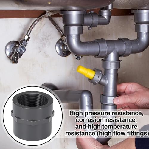 Image of 8 Pcs 2 Inch PVC Pipe Fitting Female Adapter Schedule 80 Socket x Npt Compatible with 835 Series Heavy Duty Industrial Grade Corrosion Resistant Plumbing Irrigation Connector for Water