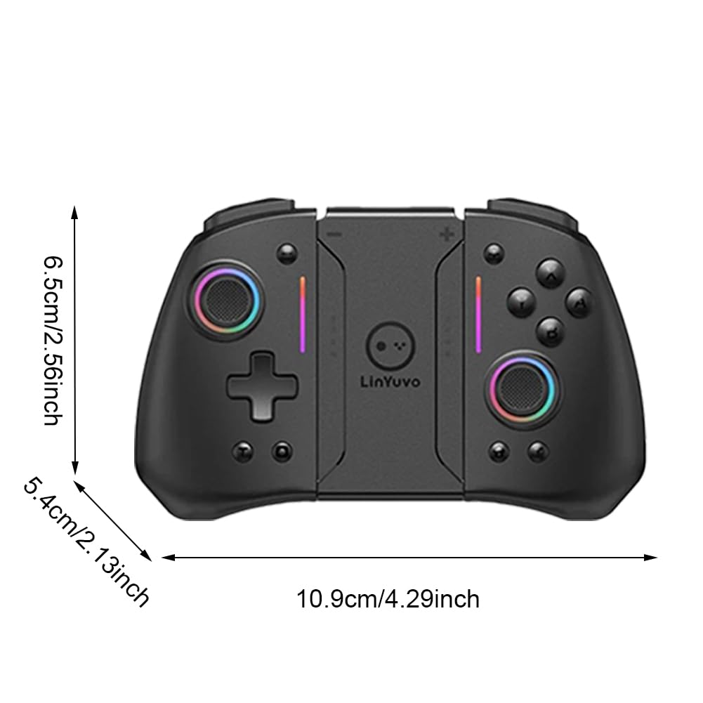 KS42 Controlador de juegos inalámbrico de doble color - Tiempo de reproducción de 6,5 H, Gamepads giroscópicos de 6 ejes, para Switch/OLED/Lite, Auto -Up