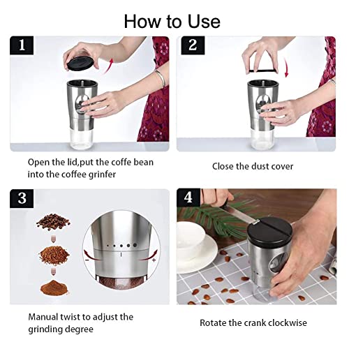 Jweweunyu Molinillo de café manual, mango plegable, ajuste ajustable, adecuado para camping y uso doméstico - Imagen 4