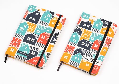 Image of COI A5 Trendy Pattern Journal - 5.5x8.5 in Unlined Notebook with 192 Premium 80 GSM Pages, Elastic Band & Two Ribbon Bookmarks for Daily Planning & Sketching