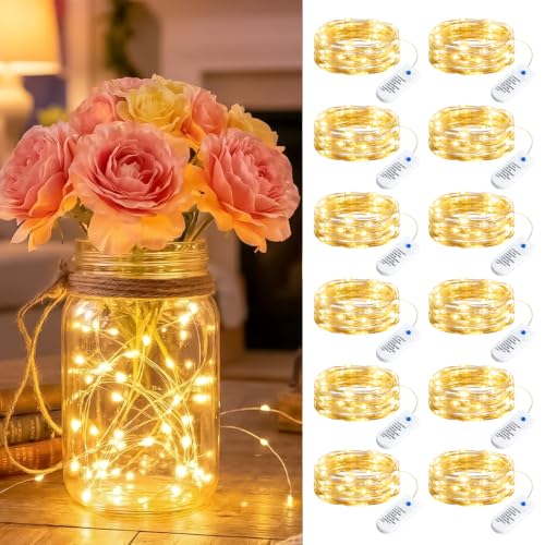 Minetom 12 Pack Warm White Battery Operated Fairy String Lights 8 Modes - image 1