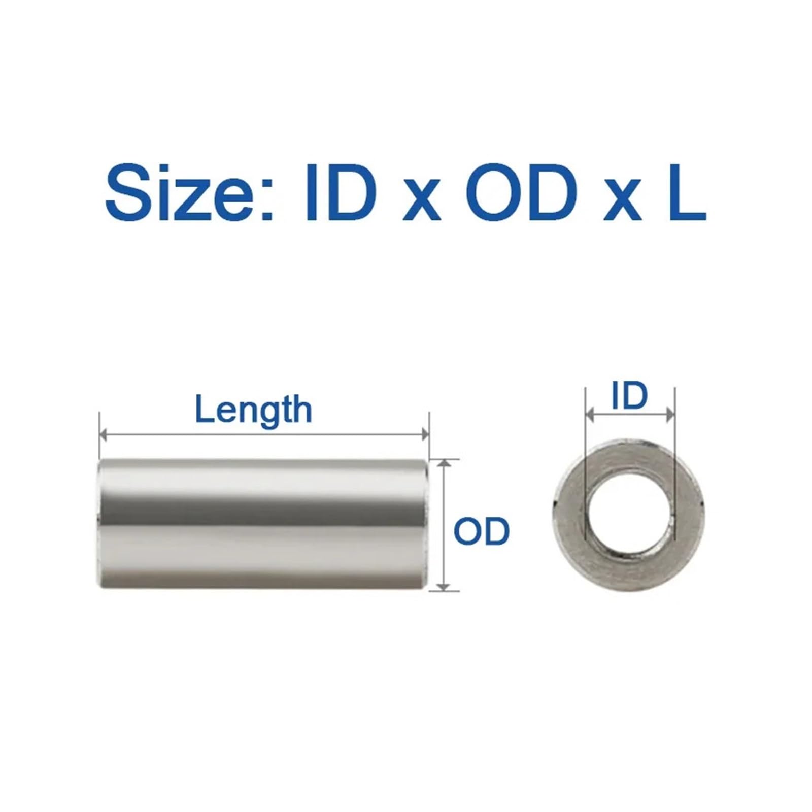 Edelstahl Beilagscheiben M2,5 M3 M4 M5 M6 M8 304 Edelstahl Buchse Unterlegscheibe, rund, hohl, ohne Gewinde, Abstandshalter, Dichtung, Länge 3–20 mm(D10xM8 (20pcs),Length 12mm)