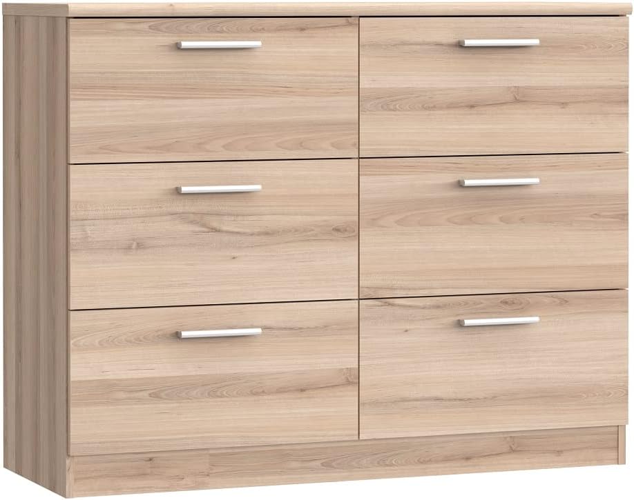 Havnyt Bronte Bedroom Chest 6 Drawers 110cm Wide Unit Oak Finish