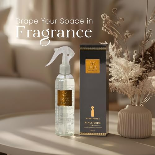 Image of IRIS Celeste Room Mister 250ml | Long-Lasting Room Freshener Spray with 1200 Sprays | Instant Home Fragrance for Living Room, Bedroom & Office (Black Oudh)