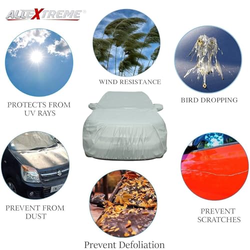 Image of Allextreme ME7003 Car Body Cover Compatible with Maruti Suzuki Ertiga Custom Fit Dustproof UV Heat Resistant Indoor Outdoor Body Protection (Silver with Mirror)