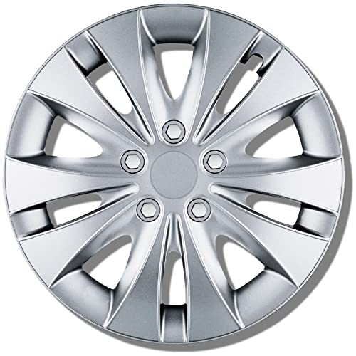 Copricerchi 15 pollici - Set da 4 copricerchi argento da 13-16 pollici - Copri cerchi pollici auto Stormer per quasi tutti i cerchioni in acciaio - Nero o argento - Copri cerchioni