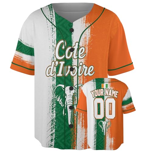 Camiseta de Béisbol Personalizada con Diseño de Costa de Marfil - Camiseta Deportiva Ivoiriense con Nombre y Número miniatura 1