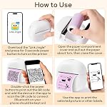 Mini Thermal Sticker Printer - Portable Photo Printer Picture Label Maker Machine with 5 Rolls Sticker, Bluetooth Wireless Small Smart Pocket Inkless Notes Memo Maker for iOS & Android Phone (White)