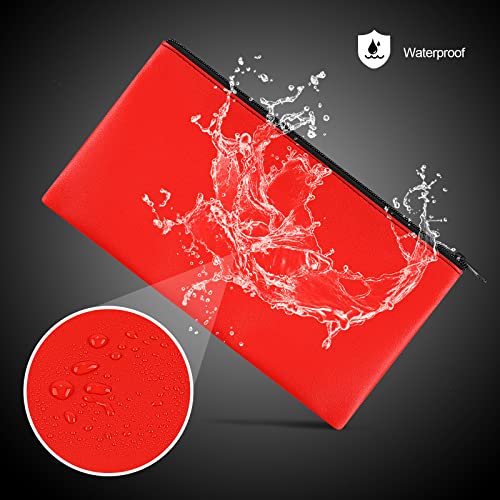 Image of 2 Pieces Money Bags With Zipper , 11x6.1 inch Money Pouch, Bank Bag, Cash Bag , Check Wallet, Cosmetics(Red)