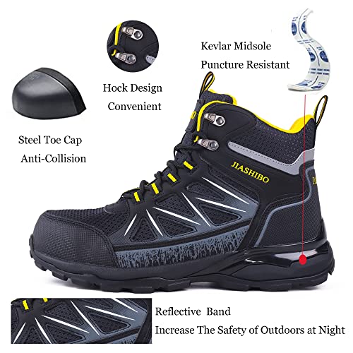 Image of Blapek Steel Toe Boots for Men Puncture Resistant Work Shoes Slip Resistant Leather Safety Sneakers Lightweight Breathable Comfortable Industrial Footwear