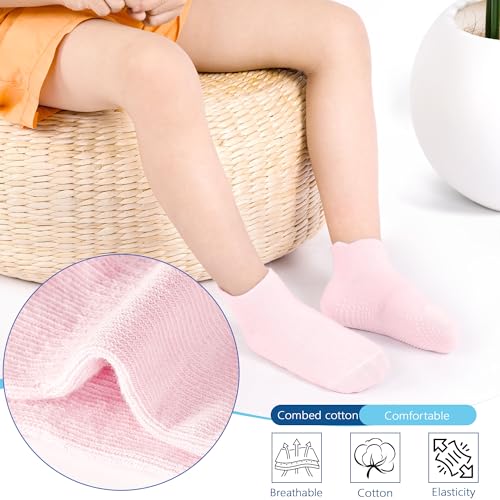 Tphon Baby Toddler Socks Girls Socks with Non Slip Grip 12 Pack Kids Ankle Cute Cotton Sock 6M-7Years4