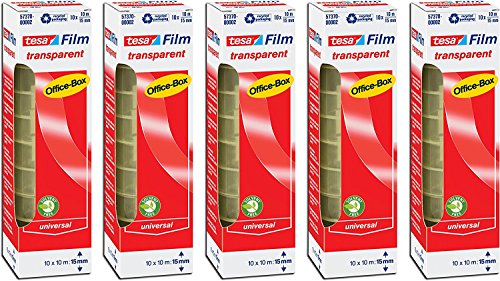 tesa 4er Sparpack tesafilm transparent, 10m x 15mm, 40 Rollen (5er Packung 10m:15mm)