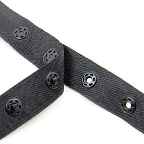 Beads4Crafts Black Pop Snap Fastener Tape 18mm (1metre) HT531